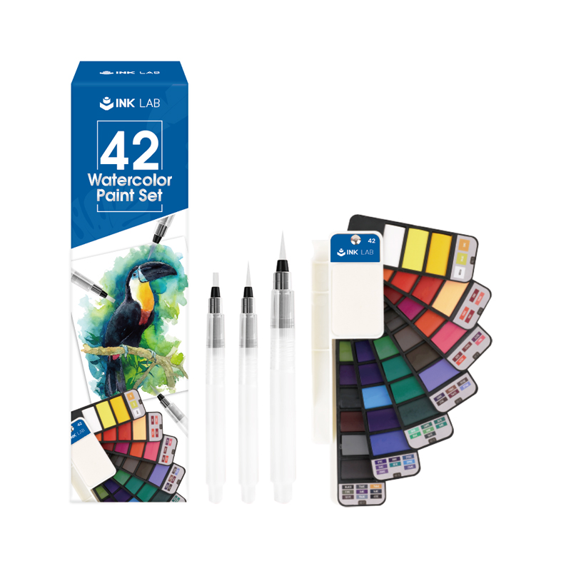 Set Cat Air, 50 Kubus Warna Hidup, 1 Kuas, 1 Pena Kuas Air, 1 Palet, Kit Set Cat Cat Air
