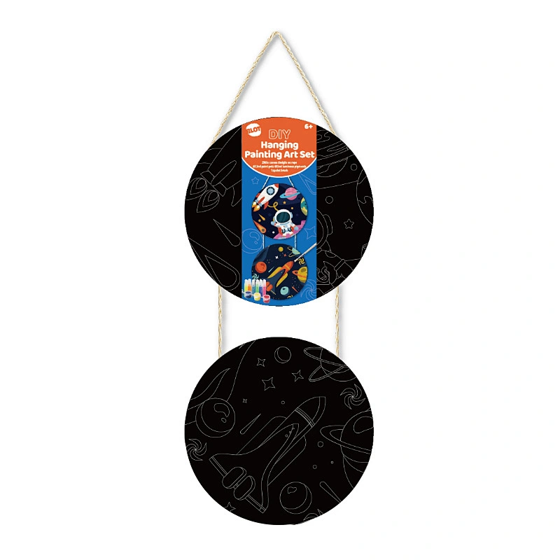 Hanging Canvas Wall Art Set Including Two Designs with Acrylic Paint, Glow in Dark Paint, Space-Themed