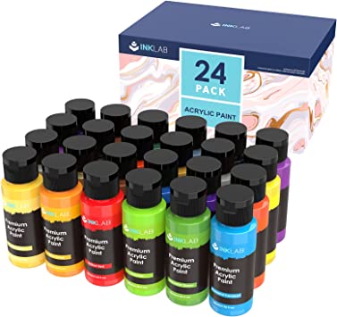 Acrylic Paint Set, 24 Vibrant Colour Non Toxic, 60ml/Tube, Rich Pigment