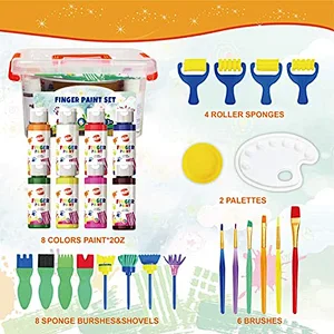 Juego de pintura para niños Pintura de dedos lavable con pinceles surtidos Esponjas