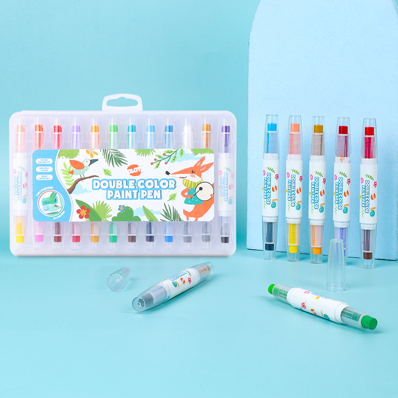 Double-Ended Paint Sticks, 24 Colors, Non-Toxic, Super Quick Drying, No Mess