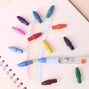 Crayons for Kids, Blow Bubble, Roller Seal, Flat Seal, Drawing Book, 12 Replaceable Crayon Head