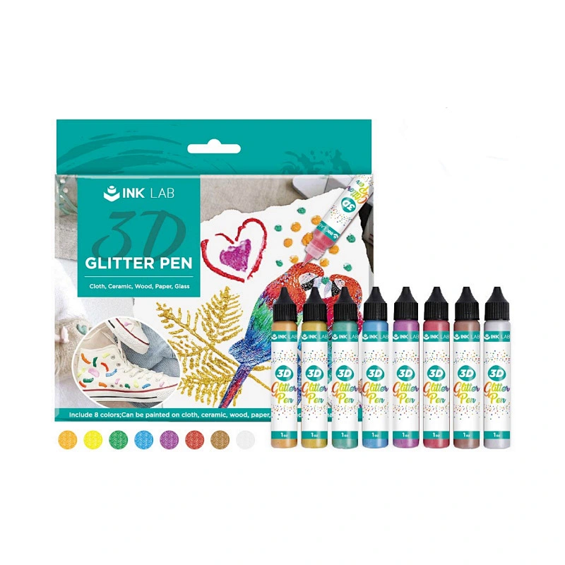 Cat Kain 3D, 8 Warna Mutiara, Botol 30ml