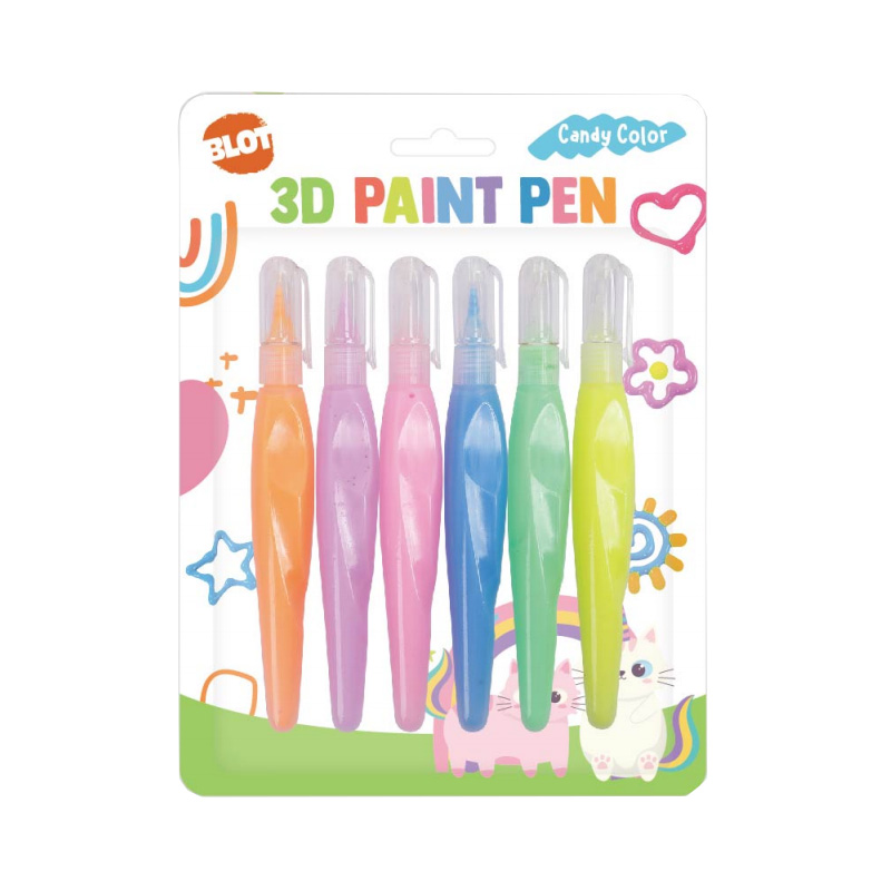 3D Fabric Paint, 6 Fluoresence Colors, for T-Shirt, Textiles, Canvas, Wood