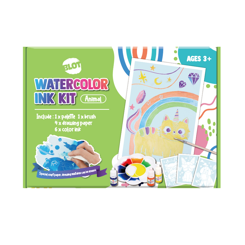 Set Tinta Cat Air Bunga, Berisi 6 Warna Cerah, 1 Kuas, 1 Palet, 4 Lembar