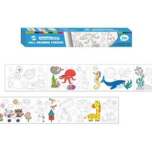 Coloring Paper Roll for Kids, Toddler Drawing Paper Roll, Squeaky Clean Sticky Wall Painting Stickers Set, 3M Length