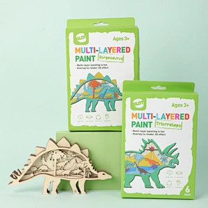 Set Lukis Multi Lapis, 6 Lapis Kayu, 12 Cat Warna, 2 Kuas, 1 GlueFlower