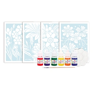 Flower Watercolor Ink Set, Contains 6 Vibrant Colors, 1 Brushes, 1 Palette, 4 Sheets