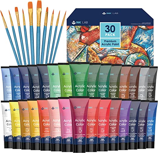 Acrylfarben-Set, 36 Farben, Acrylfarben in Tuben, ungiftig, 60 ml/Tube, reichhaltiges Pigment