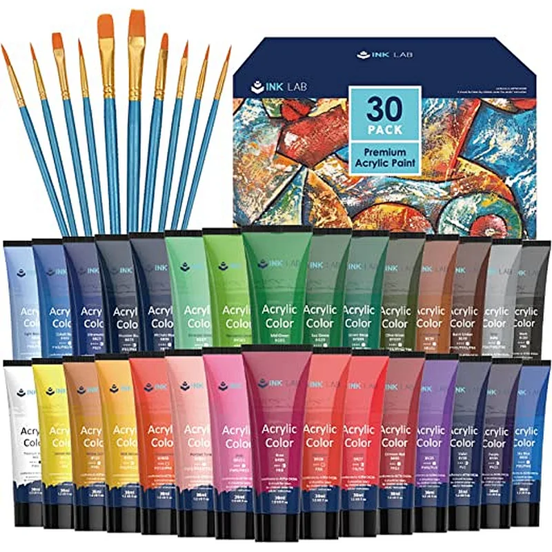 Acrylfarben-Set, 36 Farben, Acrylfarben in Tuben, ungiftig, 60 ml/Tube, reichhaltiges Pigment