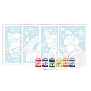 Set Tinta Cat Air Bunga, Berisi 6 Warna Cerah, 1 Kuas, 1 Palet, 4 Lembar