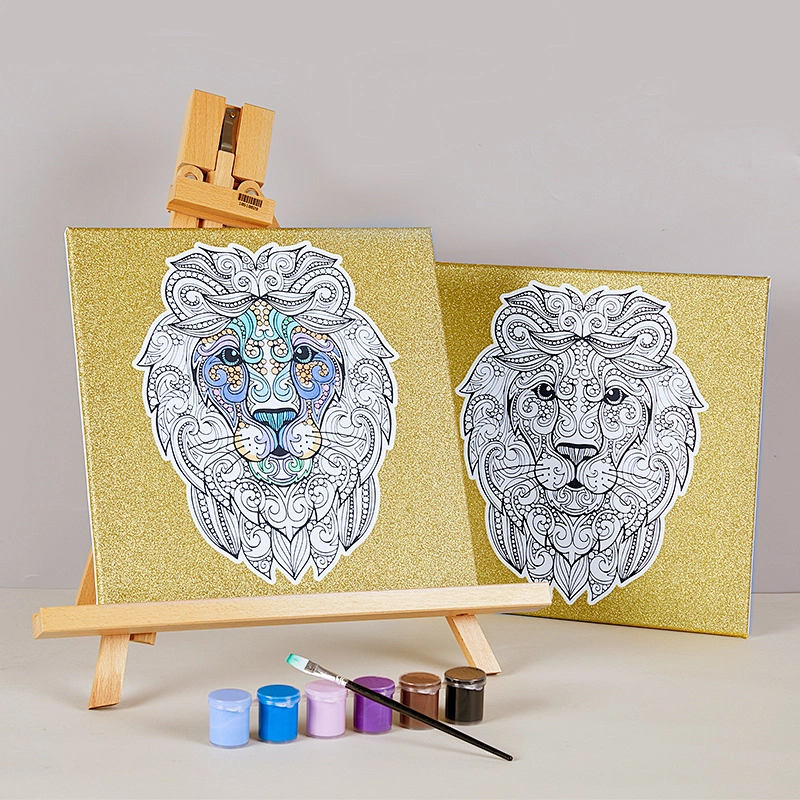Pre Drawn Stretched Canvas for Painting, Lion