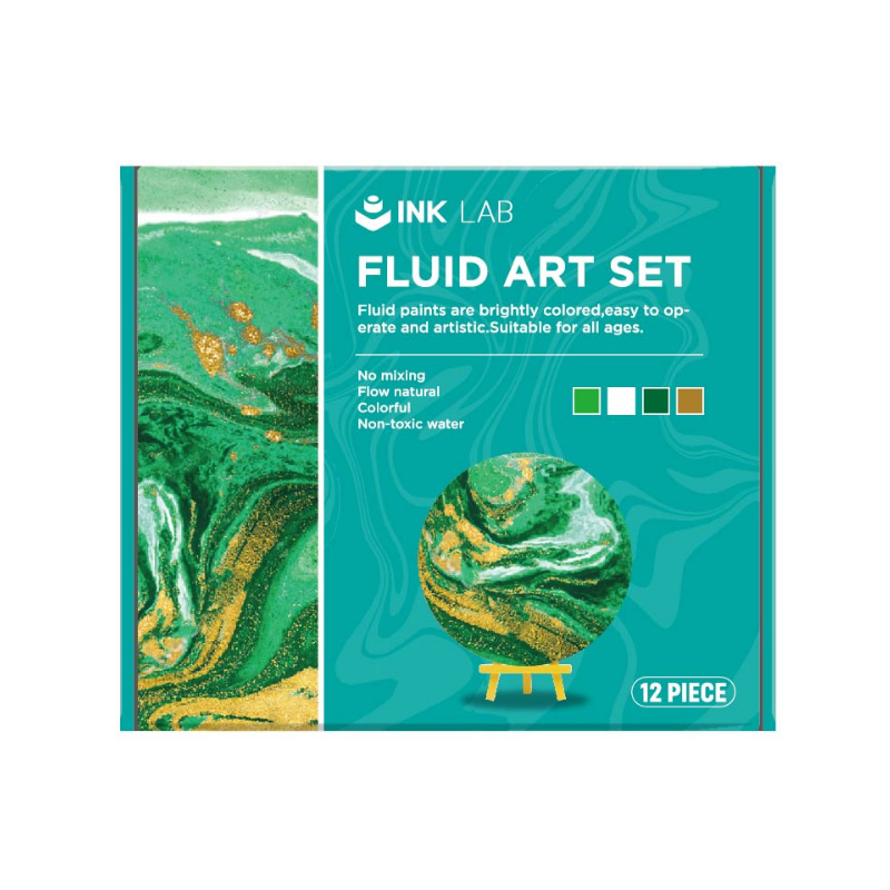 Acrylic Pouring Paint Set Green Series, 4 Colours Pre Mixed High Flow Acrylic Paint, 2 Oz/Bottle