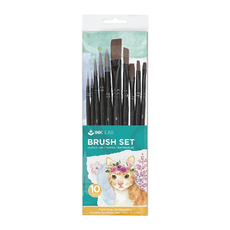 10-teiliges Pinsel-Set, Nylonhaarpinsel für Acrylmalerei, Ölgemälde, Aquarellmalerei