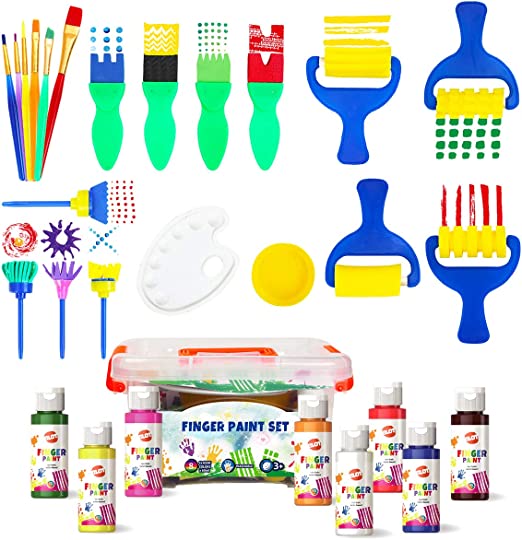 Juego de pintura para niños Pintura de dedos lavable con pinceles surtidos Esponjas