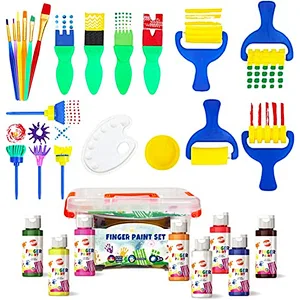Juego de pintura para niños Pintura de dedos lavable con pinceles surtidos Esponjas