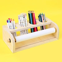 Dispenser Gulung Kertas Tabletop Kayu dengan Kertas Gulung, Kuda-kuda Solidwood Desktop untuk Anak-anak Menggambar dan Menulis