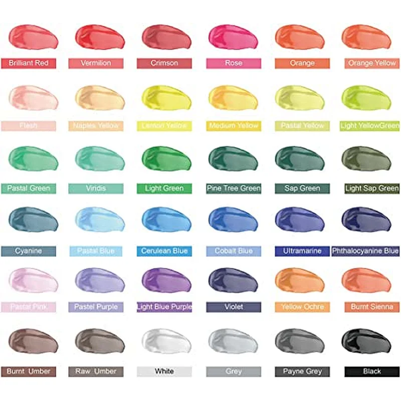 Acrylfarben-Set, 36 Farben, Acrylfarben in Tuben, ungiftig, 60 ml/Tube, reichhaltiges Pigment