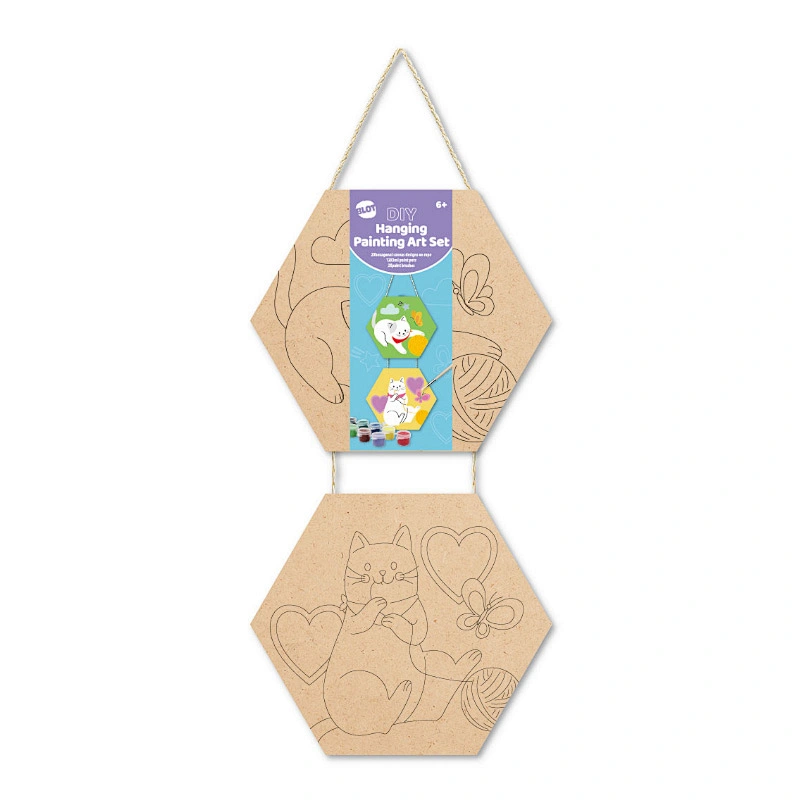 Kanvas Pra-Cetak & Set Seni Lukis, 6 Cat, 1 Kuas, Cat