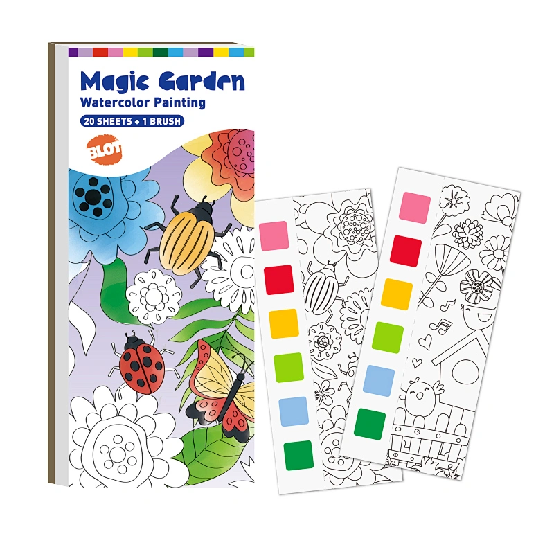 Taschen-Aquarell-Malbuch, 20 Blatt tragbares Taschen-Aquarellbuch mit Farben und 1 Pinsel