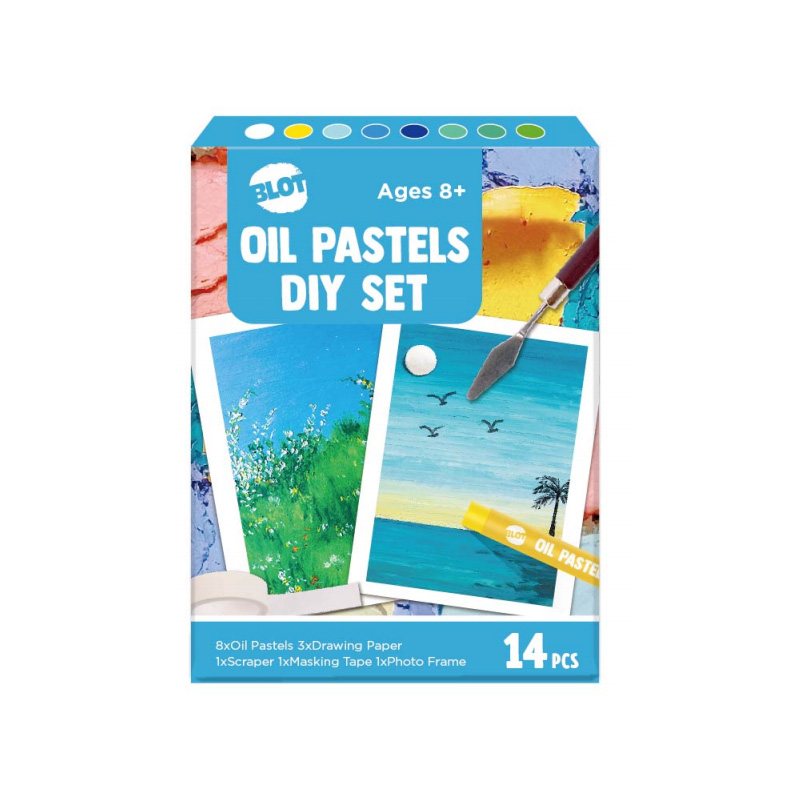 Oil Pastels Set of 14 Pieces, Soft Oil Pastels for Art Painting, Blue
