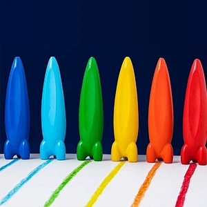 Crayones espaciales con forma de cohete, 12 colores