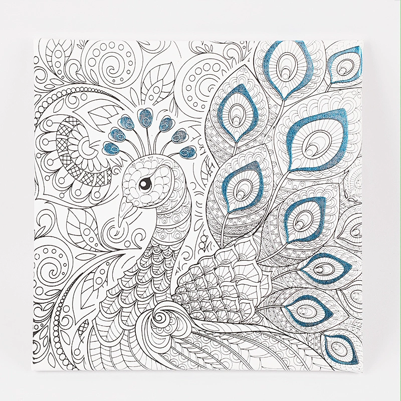 Pre Drawn Stretched Canvas for Painting, Peacock Theme