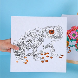 Pre Drawn Canvas Panel for Painting, Frog Theme