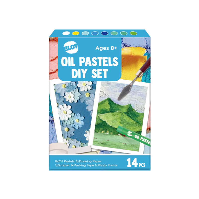 Oil Pastels Set of 14 Pieces, Soft Oil Pastels for Art Painting, Blue