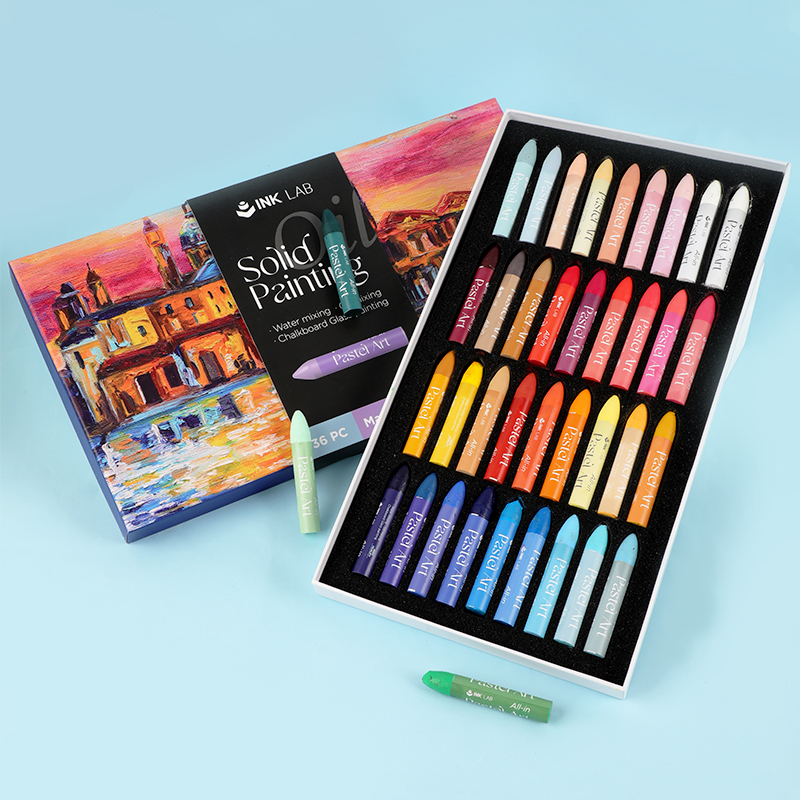 Soild Oil Pastels Set, 36 Assorted Colors, Basic Color/Macaron Color