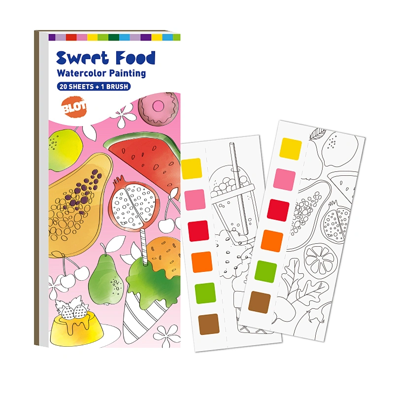 Taschen-Aquarell-Malbuch, 20 Blatt tragbares Taschen-Aquarellbuch mit Farben und 1 Pinsel