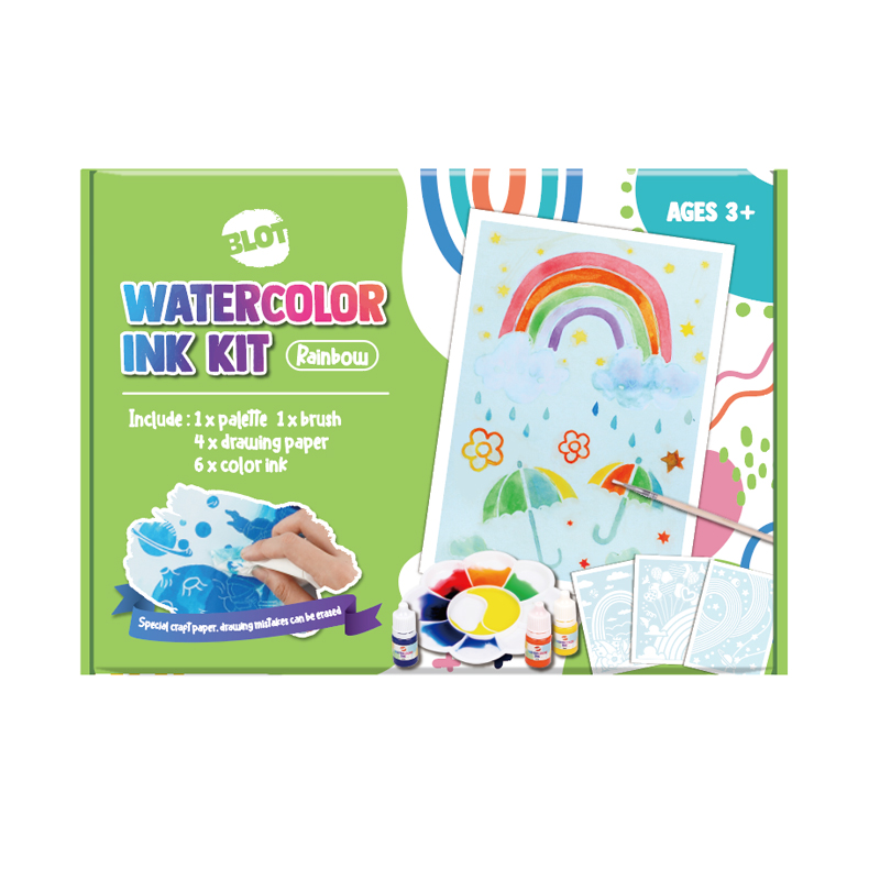 Set Tinta Cat Air Bunga, Berisi 6 Warna Cerah, 1 Kuas, 1 Palet, 4 Lembar