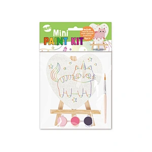 Pre-Printed Mini Canvas & Paint Art Set, 3 Paints, 1 Easel, 1 Brush