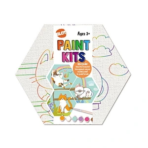 Pre-Printed Canvas & Paint Art Set, 6 Paints, 1 Brush, Cat
