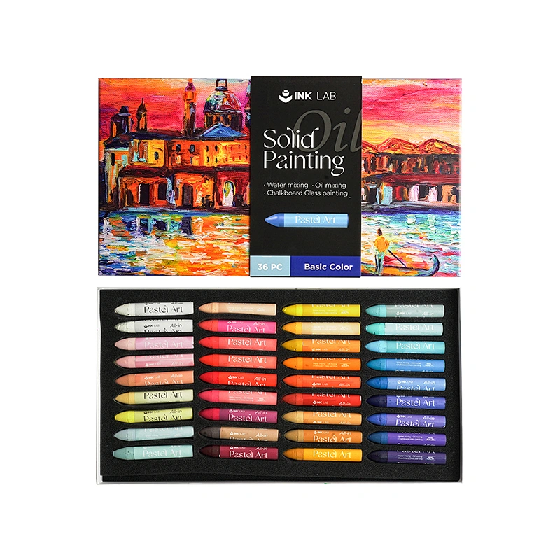 Soild Oil Pastels Set, 36 Assorted Colors, Basic Color/Macaron Color