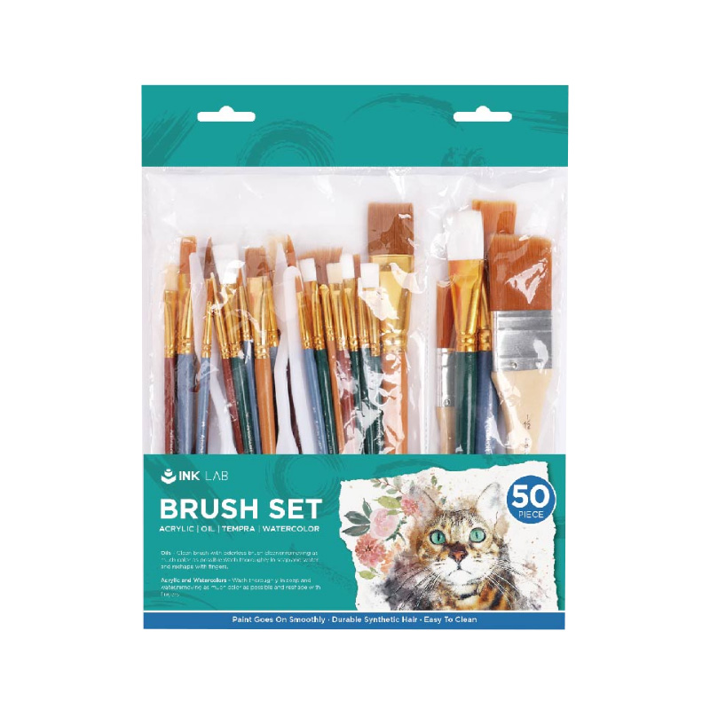 50 PCS Paint Brushes Set, Professional Painting Brushes Set, Nylon Hair
