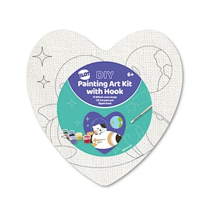 Heart Shaped Pre-Printed Canvas & Paint Art Set, 12 Paints, 1 Brush,