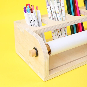 Dispensador de rollos de papel de mesa de madera con rollo de papel, caballete de madera maciza de escritorio para dibujar y escribir para niños