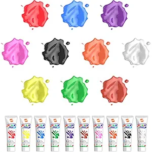 Juego de pintura para dedos, 10 colores, no tóxico, juego de pintura para póster para niños, juegos de pintura de arte para dedos seguros, 36 ml/tubo