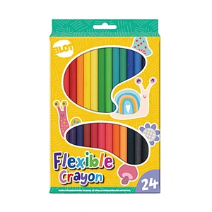 Flexible Crayon Set for Kids, Round Barrel, 24 Colors