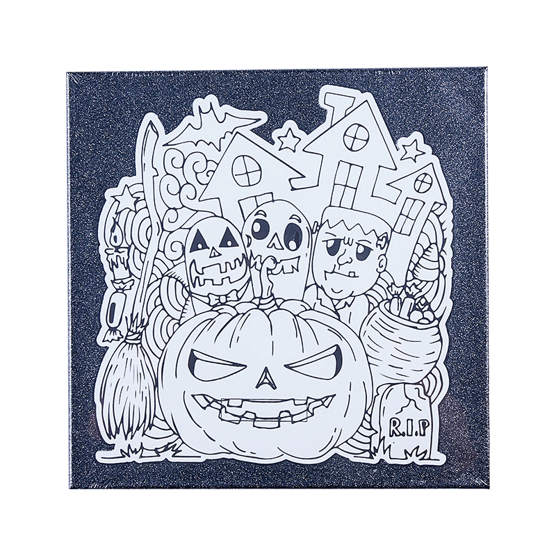 Pre-Printed Stretched Canvas with Lamp, Paint Art Set, Halloween