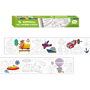 Coloring Paper Roll for Kids, Toddler Drawing Paper Roll, Squeaky Clean Sticky Wall Painting Stickers Set, 3M Length