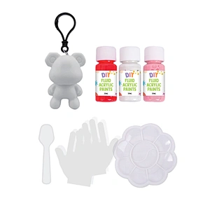 DIY Painting Fluid Bear Kit for Keychain, Multicolor Mix Paint Design