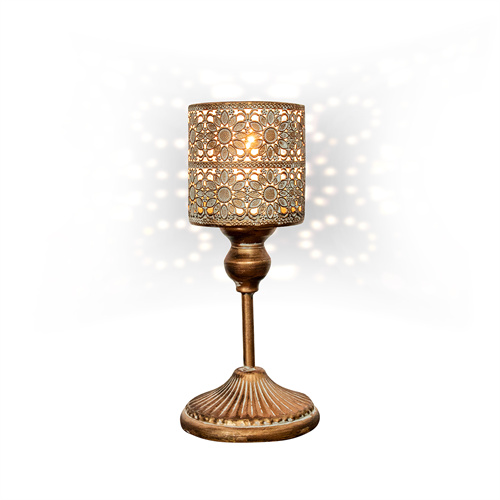 Vintage Gold Candle Holder Sunflower Hurricane Candleholder for Pillar Candle Fireplace Home Decor