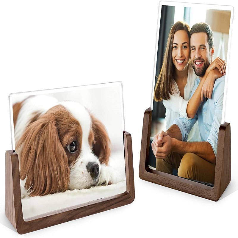 4" x 6" Glass Table Photo Frame with Brown base