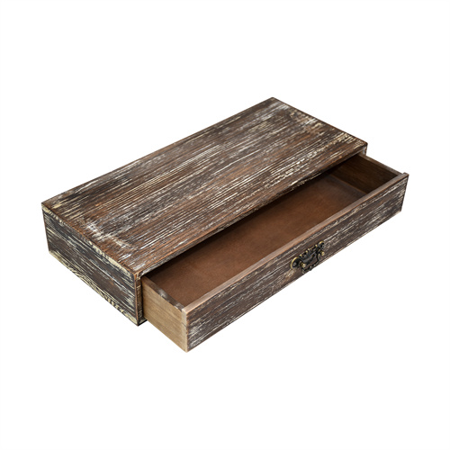 OKSQW Vintage Rectangle Wood Desktop Storage Box Office Desk Organizer with Drawers