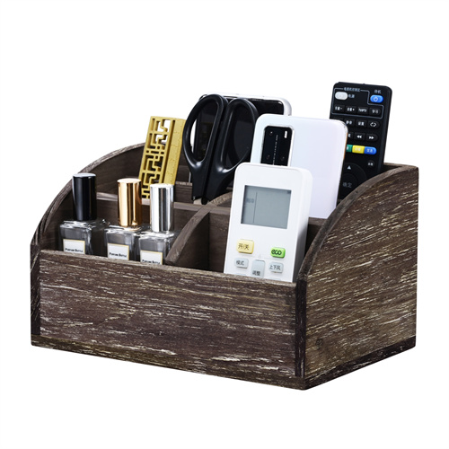 Farmhouse Solid Wood Desk Organizer TV Remote Holder Office Supplies