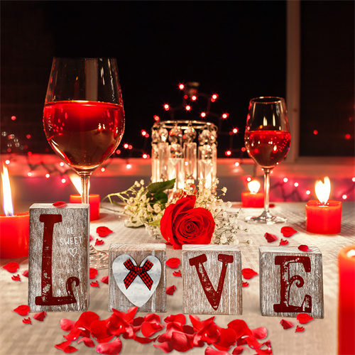 OKSQW Valentines's Day Wooden Block Love Table Decor