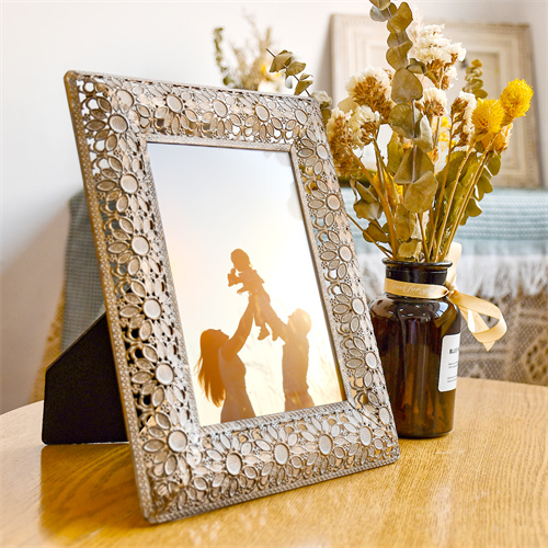 5x7 Photo Frame Metal Flower Gold Frame for Tabletops Deco