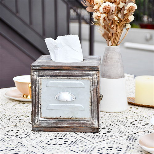 OKSQW Square Wooden Tissue Box Cover  | Farmhouse Tissue Box Holder
